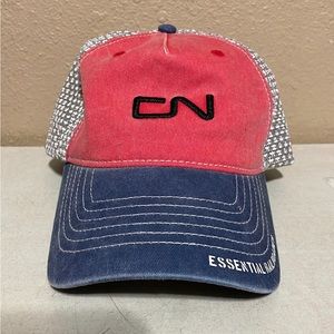 Canadian National Railway Red Blue White Mesh Trucker Hat Cap Snapback